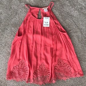 Coral, crochet halter tank top
